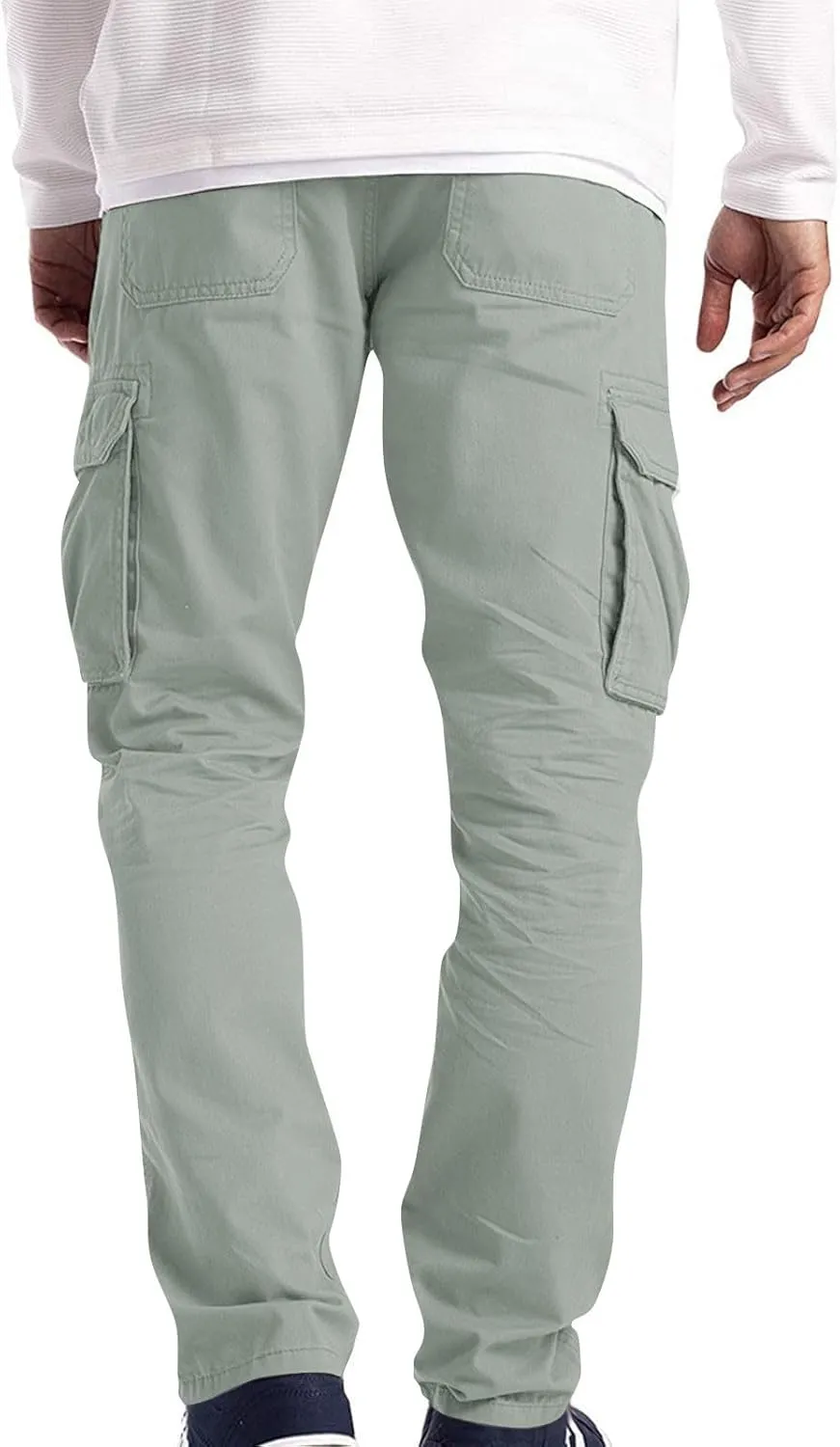 Mens Cargo Pants Relaxed Fit Stretch Straight Leg Cargo Jeans Plus Size Lightweight Casual Hiking Pants with Pockets