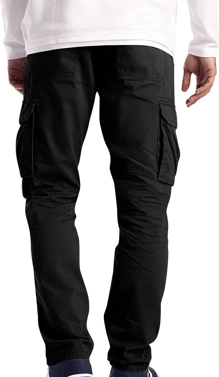 Mens Cargo Pants Relaxed Fit Stretch Straight Leg Cargo Jeans Plus Size Lightweight Casual Hiking Pants with Pockets