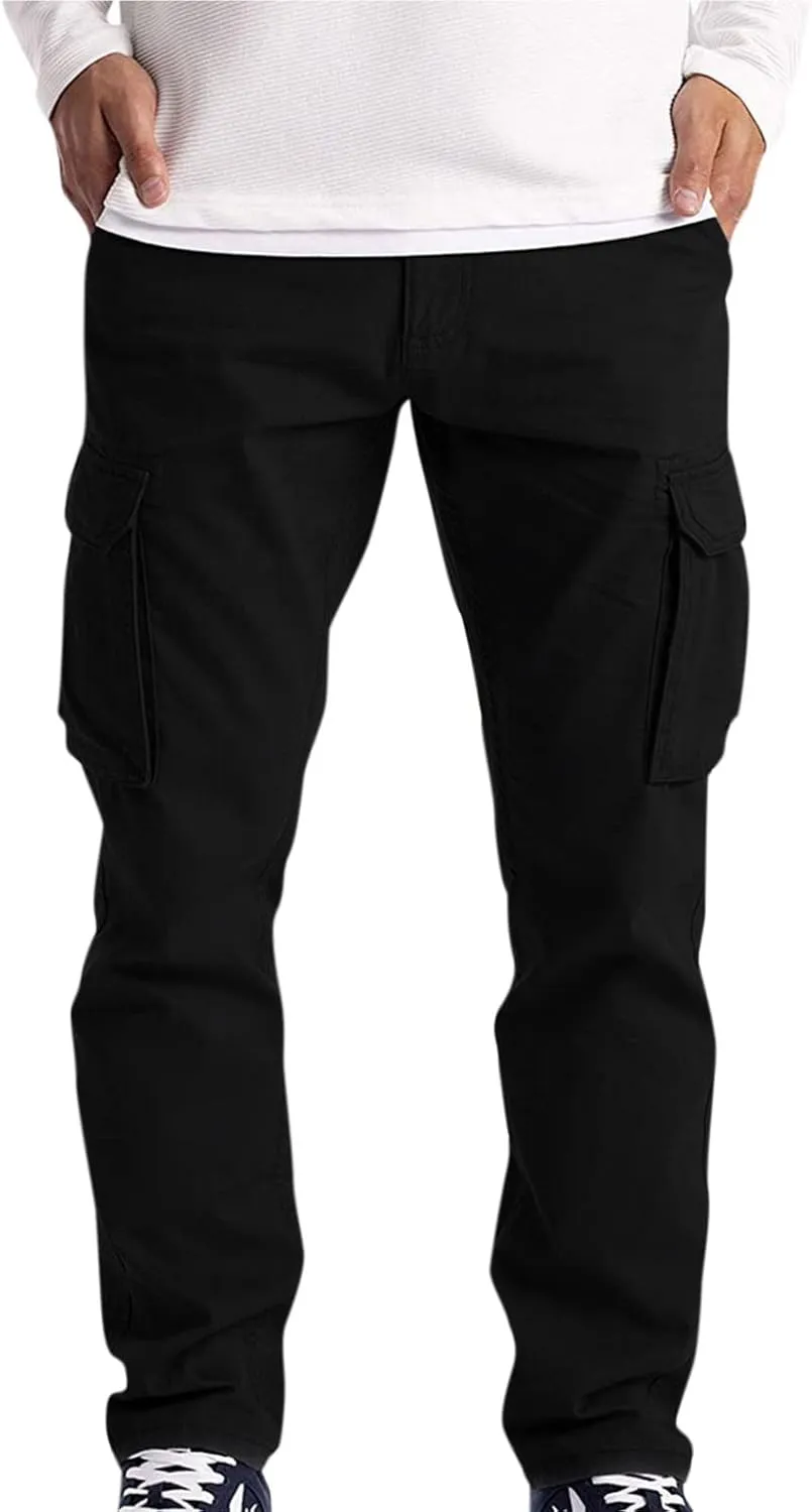 Mens Cargo Pants Relaxed Fit Stretch Straight Leg Cargo Jeans Plus Size Lightweight Casual Hiking Pants with Pockets