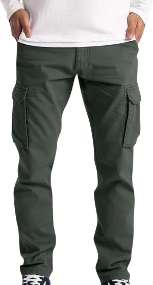 Mens Cargo Pants Relaxed Fit Stretch Straight Leg Cargo Jeans Plus Size Lightweight Casual Hiking Pants with Pockets