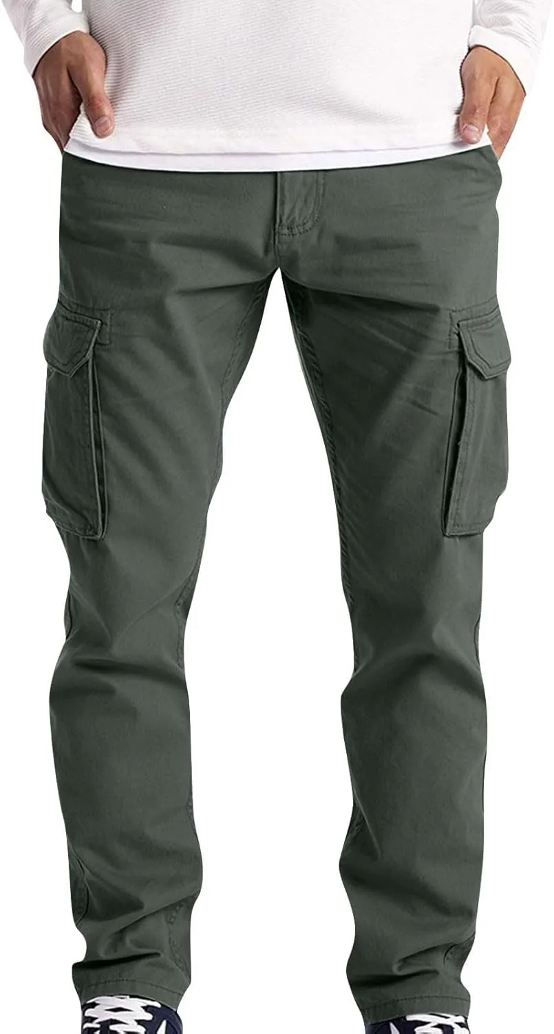 Mens Cargo Pants Relaxed Fit Stretch Straight Leg Cargo Jeans Plus Size Lightweight Casual Hiking Pants with Pockets