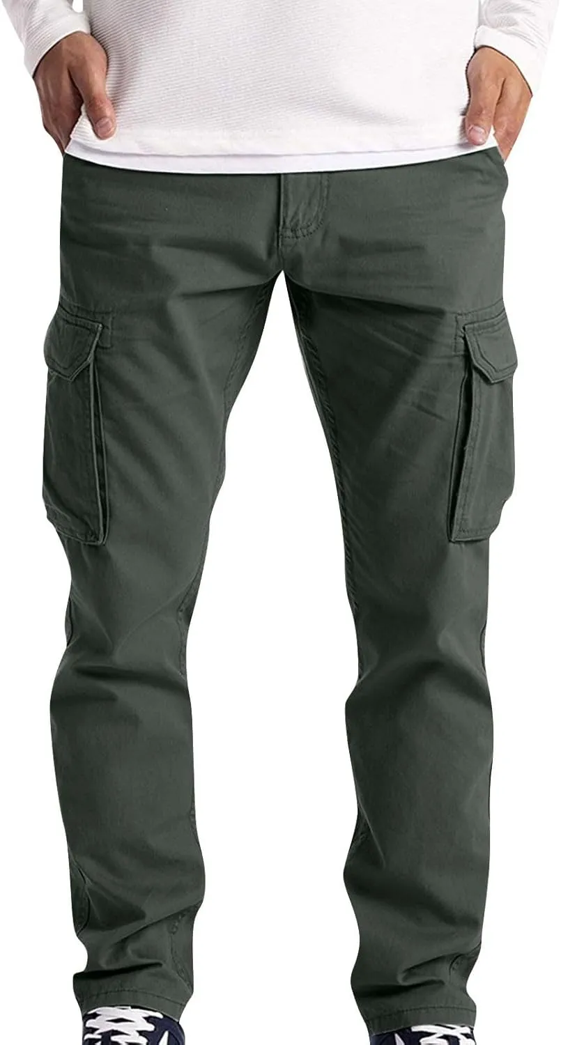 Mens Cargo Pants Relaxed Fit Stretch Straight Leg Cargo Jeans Plus Size Lightweight Casual Hiking Pants with Pockets