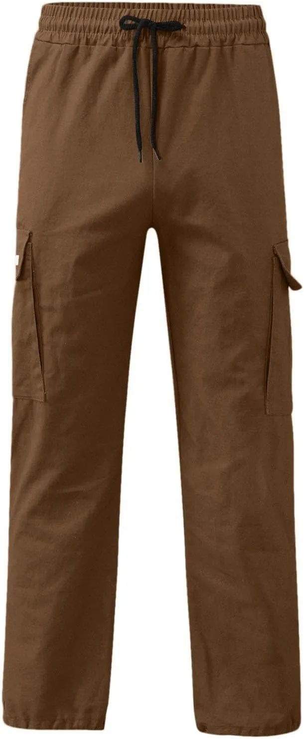 Men's Casual Cargo Pants Workout Joggers Loose Fit Sweatpants Hiking Lightweight Tactical with Multi Pockets