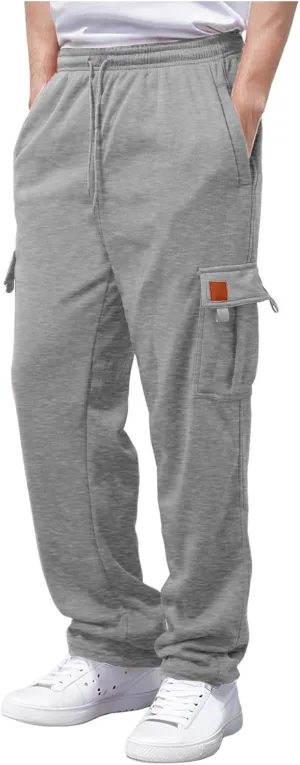 Men's Casual Drawstring Elastic Waist Flap Pocket Letter Graphic Street Jogger Cargo Pants