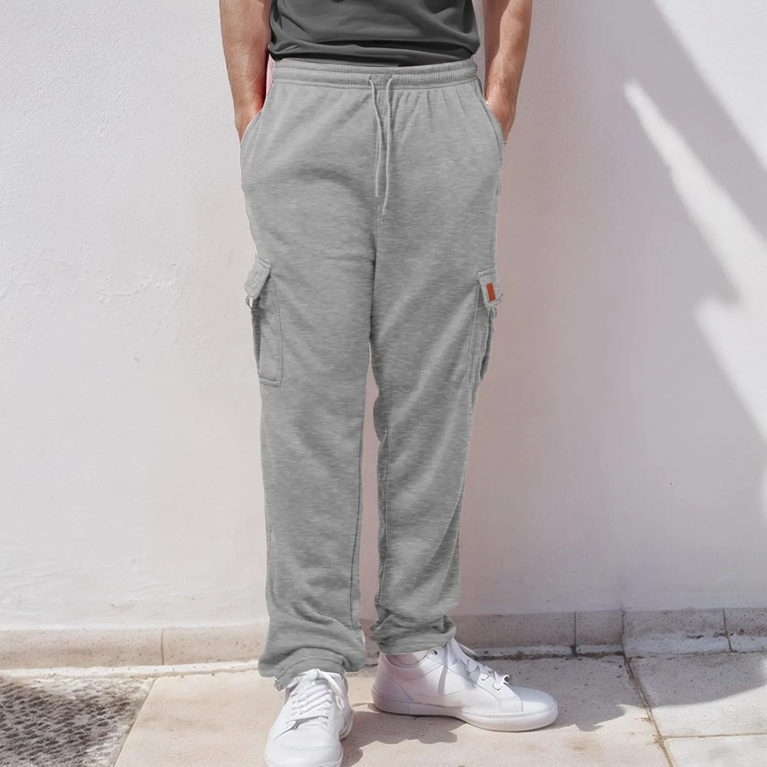 Men's Casual Drawstring Elastic Waist Flap Pocket Letter Graphic Street Jogger Cargo Pants