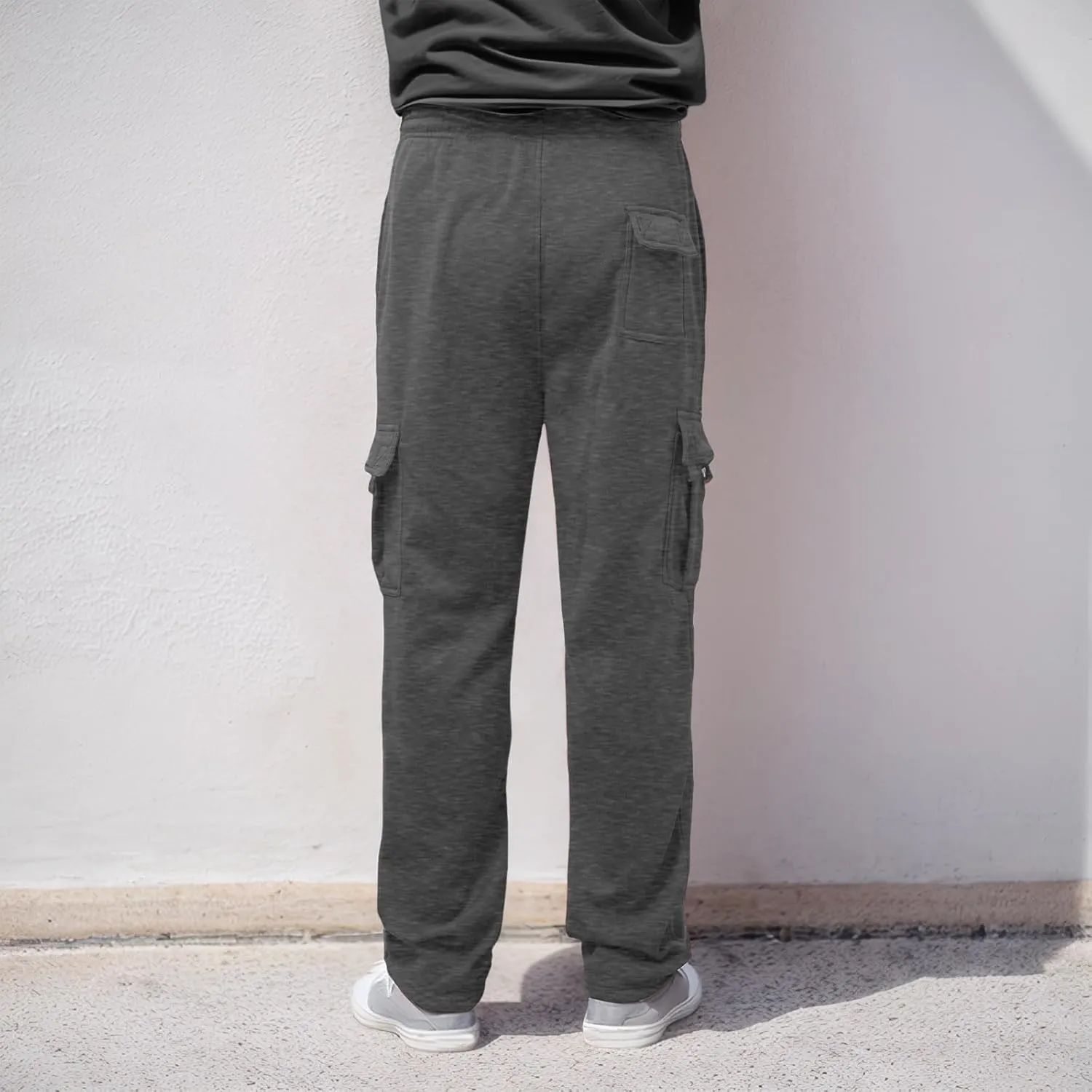 Men's Casual Drawstring Elastic Waist Flap Pocket Letter Graphic Street Jogger Cargo Pants