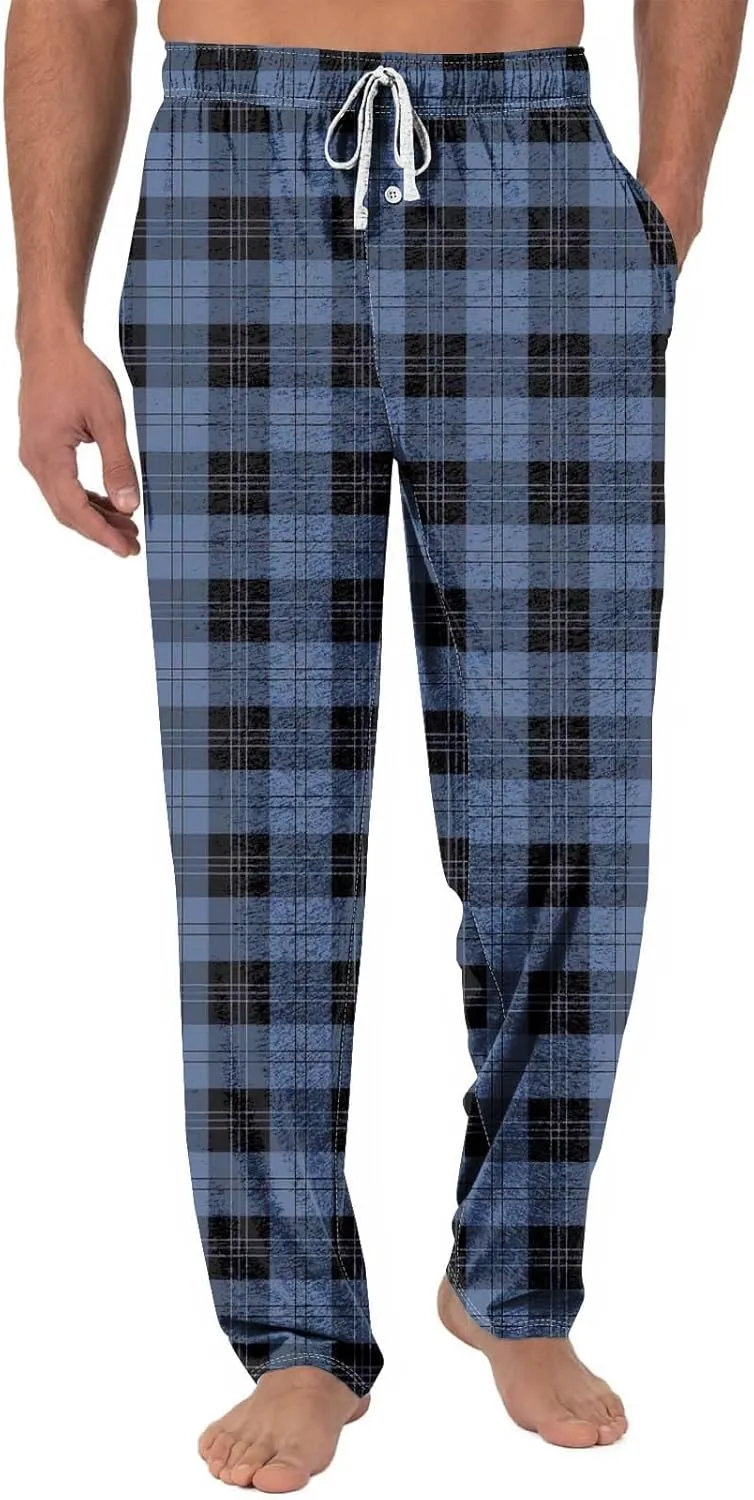 Men's Casual Drawstring Plaid Sweatpants Loose Yoga Jogger Pants Elastic Waist Lightweight Trendy Trouser with Pockets