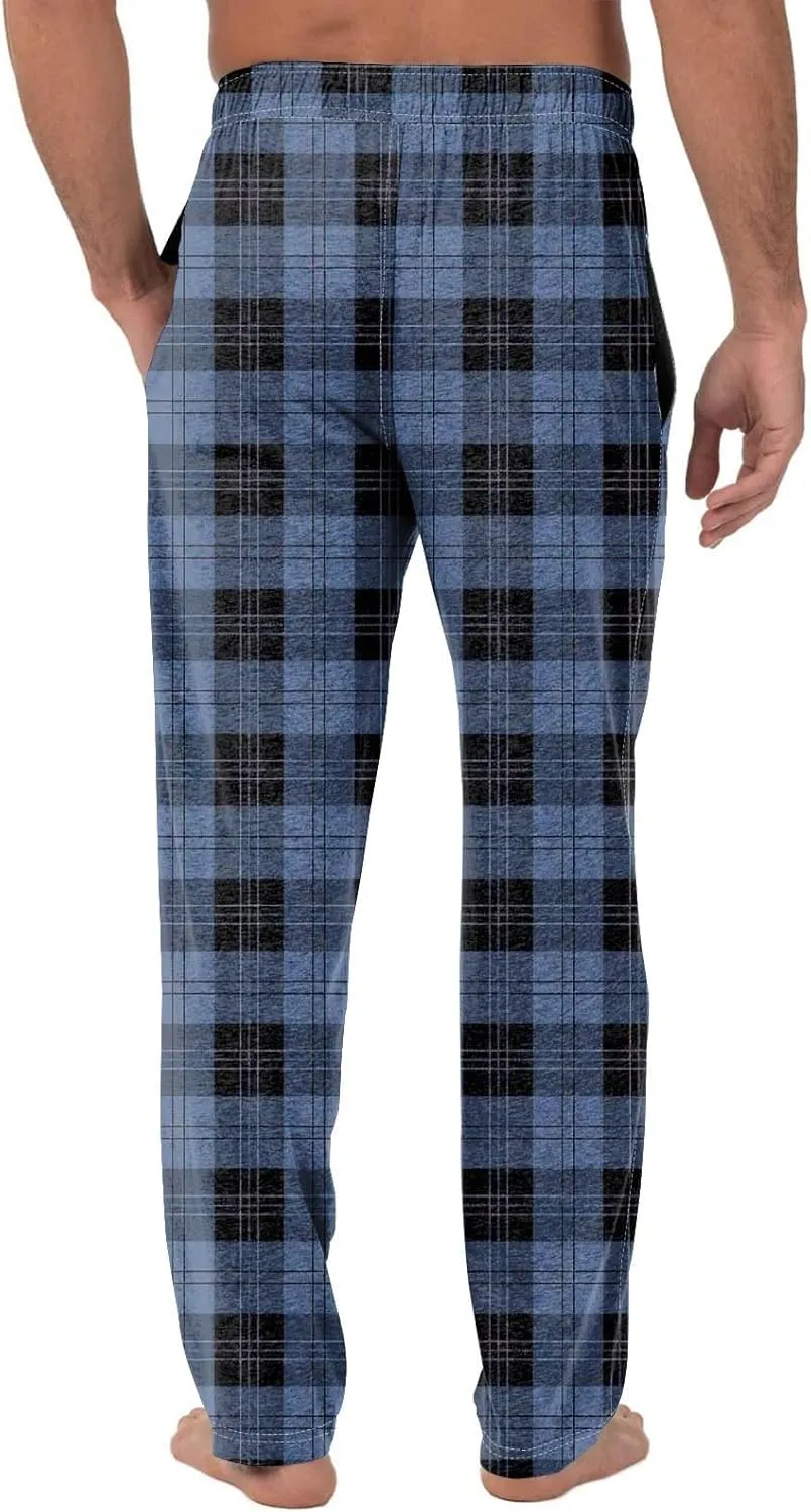 Men's Casual Drawstring Plaid Sweatpants Loose Yoga Jogger Pants Elastic Waist Lightweight Trendy Trouser with Pockets