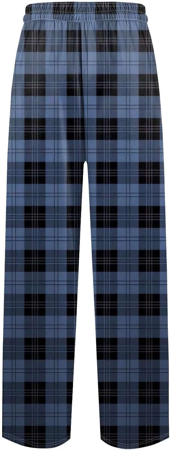 Men's Casual Drawstring Plaid Sweatpants Loose Yoga Jogger Pants Elastic Waist Lightweight Trendy Trouser with Pockets
