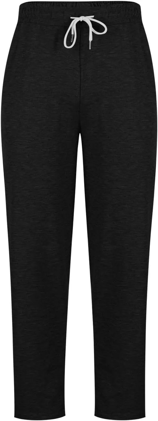 Men's Casual Pants Elastic Waist Drawstring Joggers Sports Pants Lightweight Loose Fit Straight Trousers with Pockets