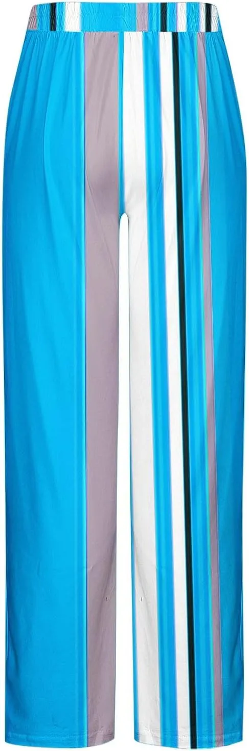 Men's Casual Pants Elastic Waist Yoga Beach Pants Lightweight Loose Fit Stripes Patchwork Straight Joggers Trousers