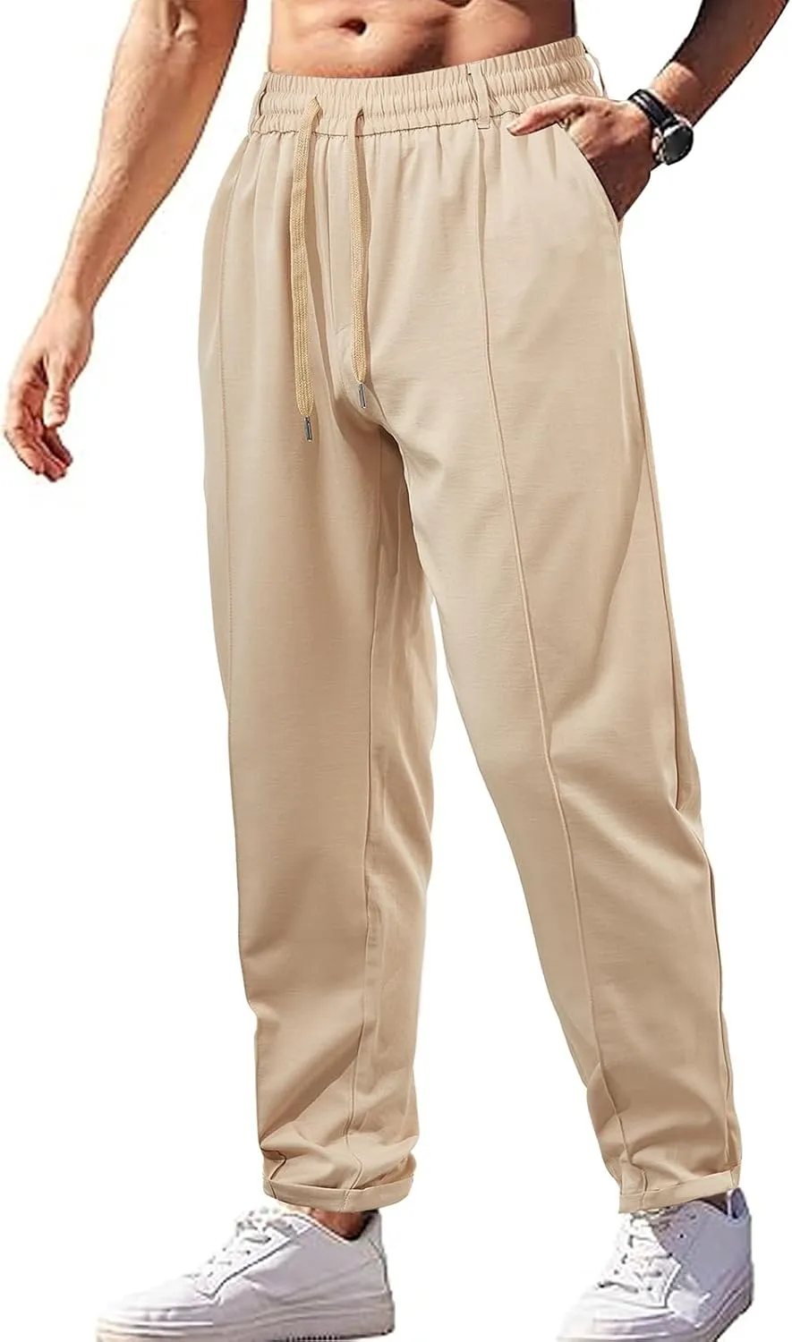 Mens Casual Sweatpants Loose Fit Straight Athletic Lounge Pants Lightweight Baggy Workout Drawstring Track Pants