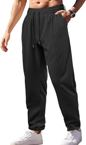 Mens Casual Sweatpants Loose Fit Straight Athletic Lounge Pants Lightweight Baggy Workout Drawstring Track Pants