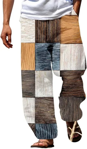 Mens Color Patchwork Casual Trousers Quick Dry Lightweight Outdoor Traveling Beach Pants Holiday Vacation Fashion Streetwear