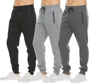 Mens Fleece Cargo Sweatpants Loose Fit Elastic Waist Drawstring Athletic Baggy Jogger Sweat Pants Zipper Pocket