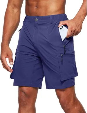 Men's Joggers Shorts Solid Color Tactical Cargo Shorts Straight Stretch Sport Pants with Multiple Pockets for Camping