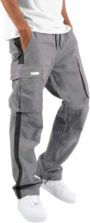 Mens Lightweight Cargo Sweatpants Baggy Loose Fit Drawstring Elastic Waist Athletic Joggers Pocket Hiking Sweatpants