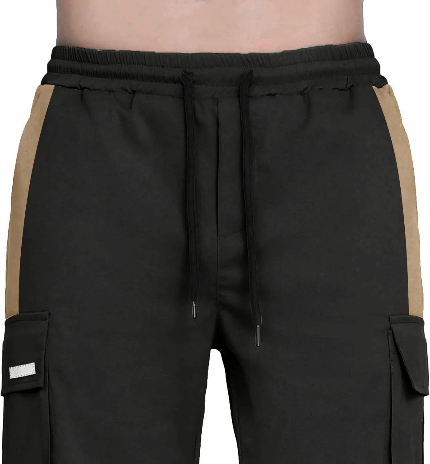 Mens Lightweight Cargo Sweatpants Baggy Loose Fit Drawstring Elastic Waist Athletic Joggers Pocket Hiking Sweatpants