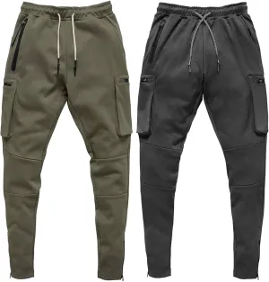 Men's Lightweight Casual Joggers Pants Elastic Waist Drawstring Cargo Sweatpants Multi-Pockets Athletic Trousers