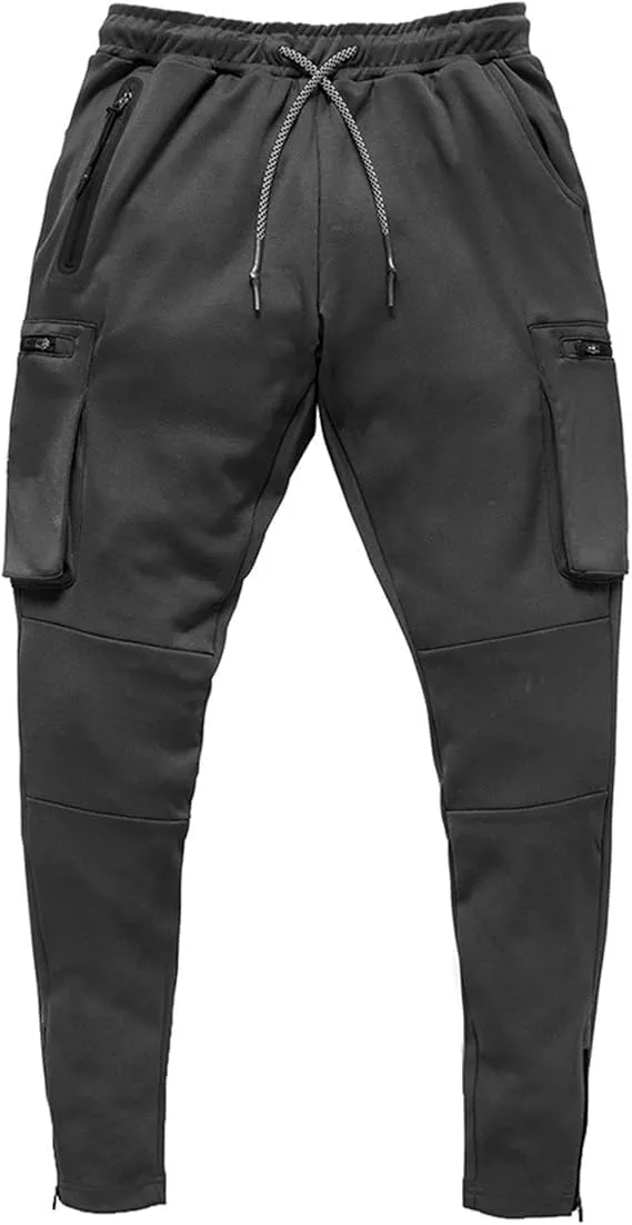 Men's Lightweight Casual Joggers Pants Elastic Waist Drawstring Cargo Sweatpants Multi-Pockets Athletic Trousers