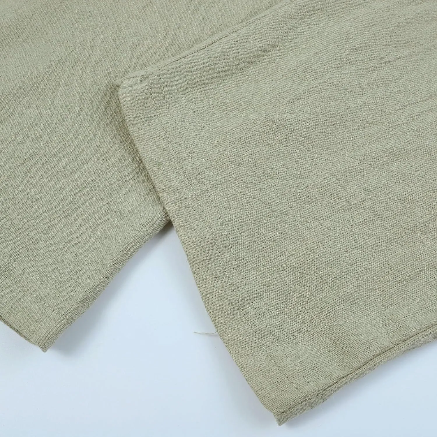 Men's Linen Pants Drawstring Elastic Waist Trousers Loose Fit Summer Beach Pant Outdoor Athletic Hiking Joggers
