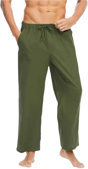 Men's Pants Casual Loose Quick Dry Drawstring Elastic Waist Solid Color Pants Lightweight Straight-Legs with Pockets