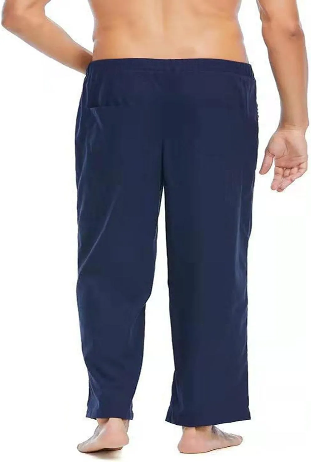 Men's Pants Casual Loose Quick Dry Drawstring Elastic Waist Solid Color Pants Lightweight Straight-Legs with Pockets