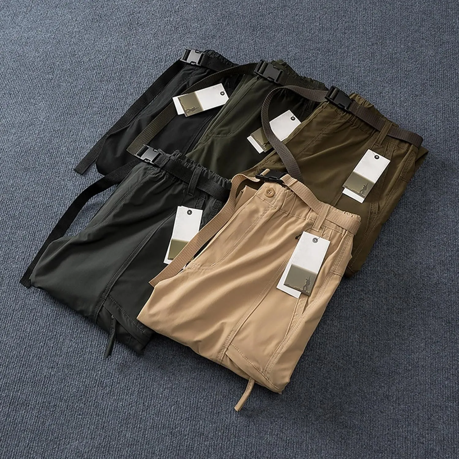 Mens Quick Dry Cargo Pants Casual Straight Leg Lightweight Breathable Outdoor Hiking Work Pants with Multi Pockets