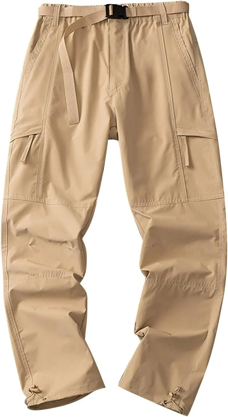 Mens Quick Dry Cargo Pants Casual Straight Leg Lightweight Breathable Outdoor Hiking Work Pants with Multi Pockets