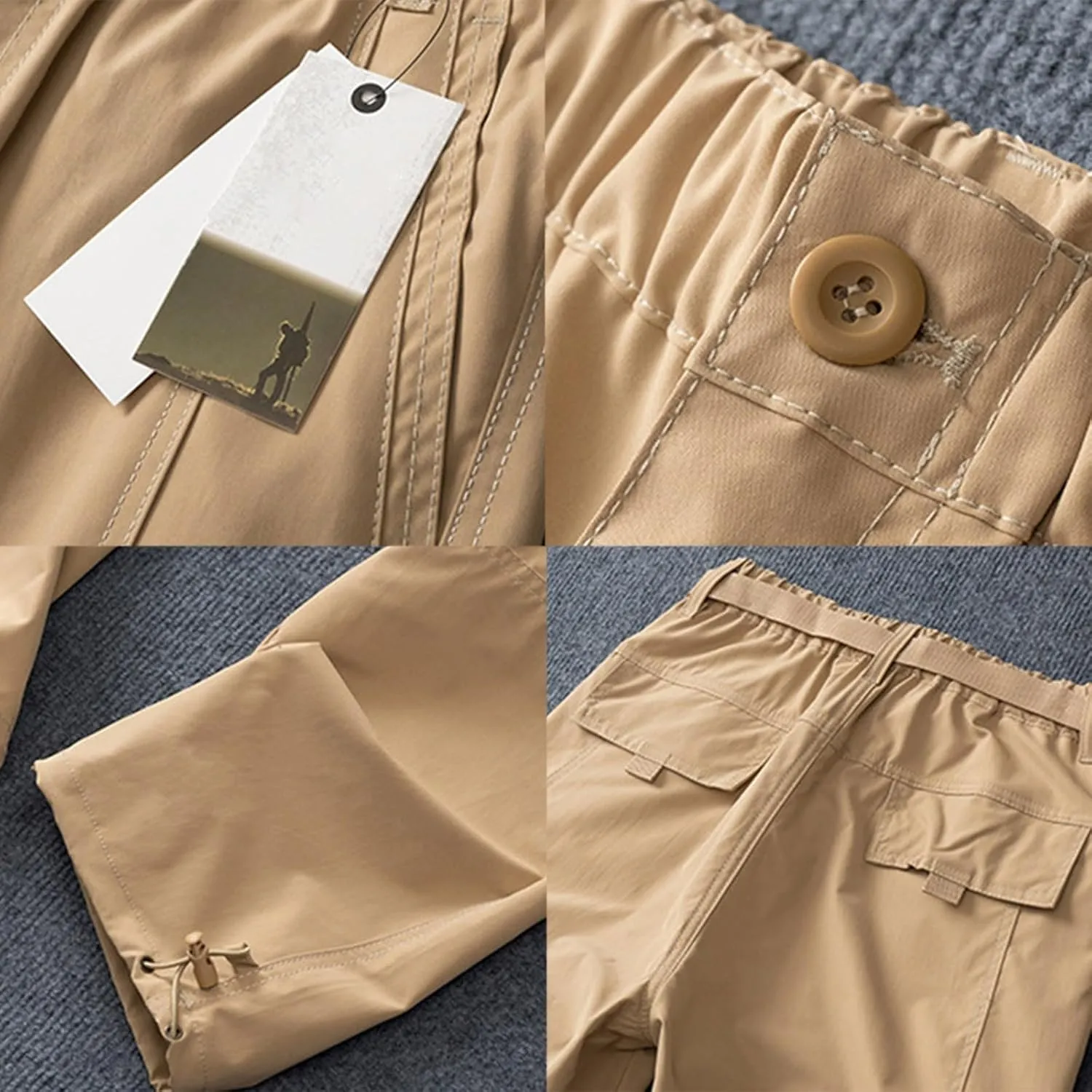 Mens Quick Dry Cargo Pants Casual Straight Leg Lightweight Breathable Outdoor Hiking Work Pants with Multi Pockets