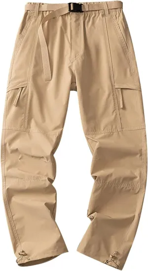 Mens Quick Dry Cargo Pants Casual Straight Leg Lightweight Breathable Outdoor Hiking Work Pants with Multi Pockets