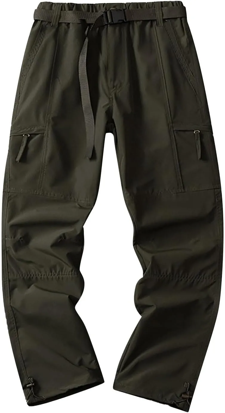 Mens Quick Dry Cargo Pants Casual Straight Leg Lightweight Breathable Outdoor Hiking Work Pants with Multi Pockets