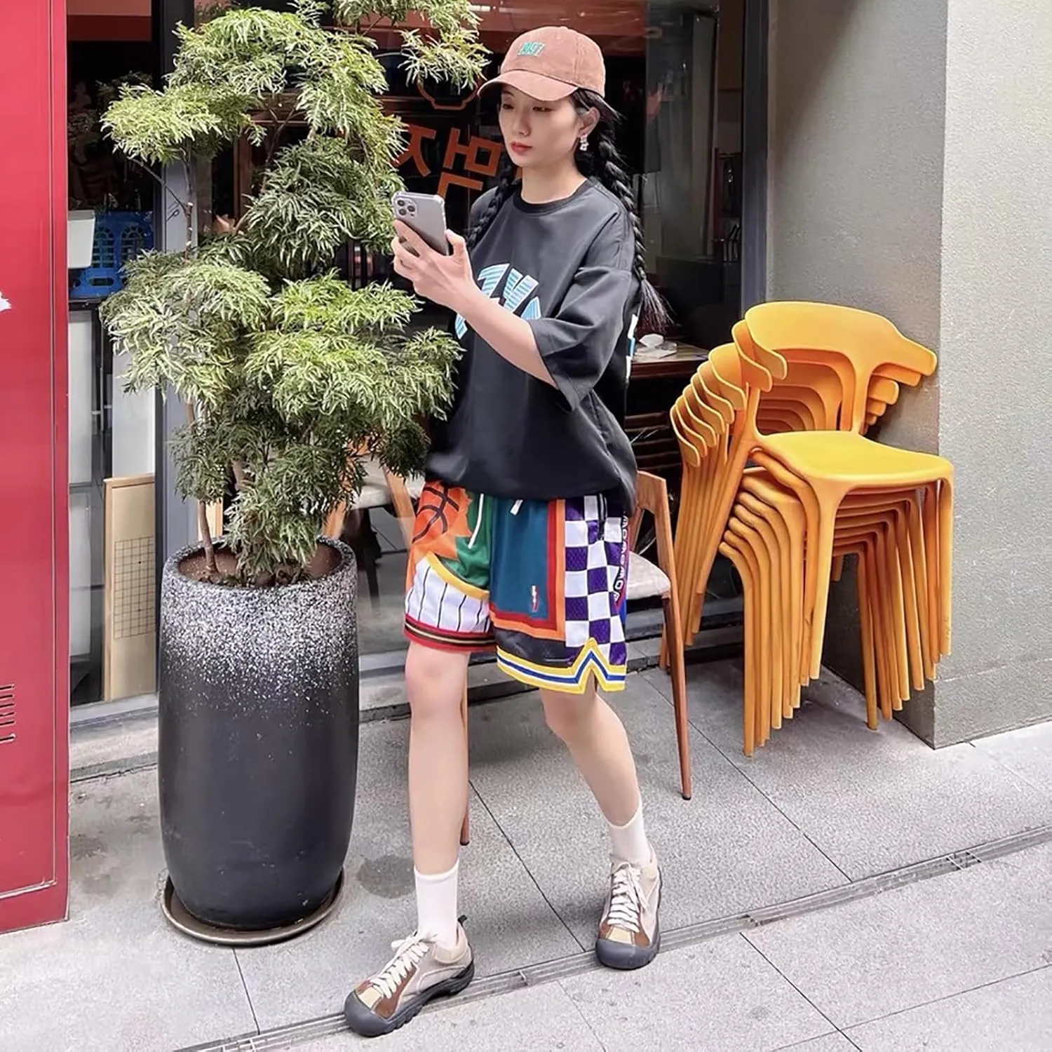 Mens Retro Basketball Shorts Cool Lightweight Mesh Gym Shorts Graphic Sports Athletic Drawstring Short