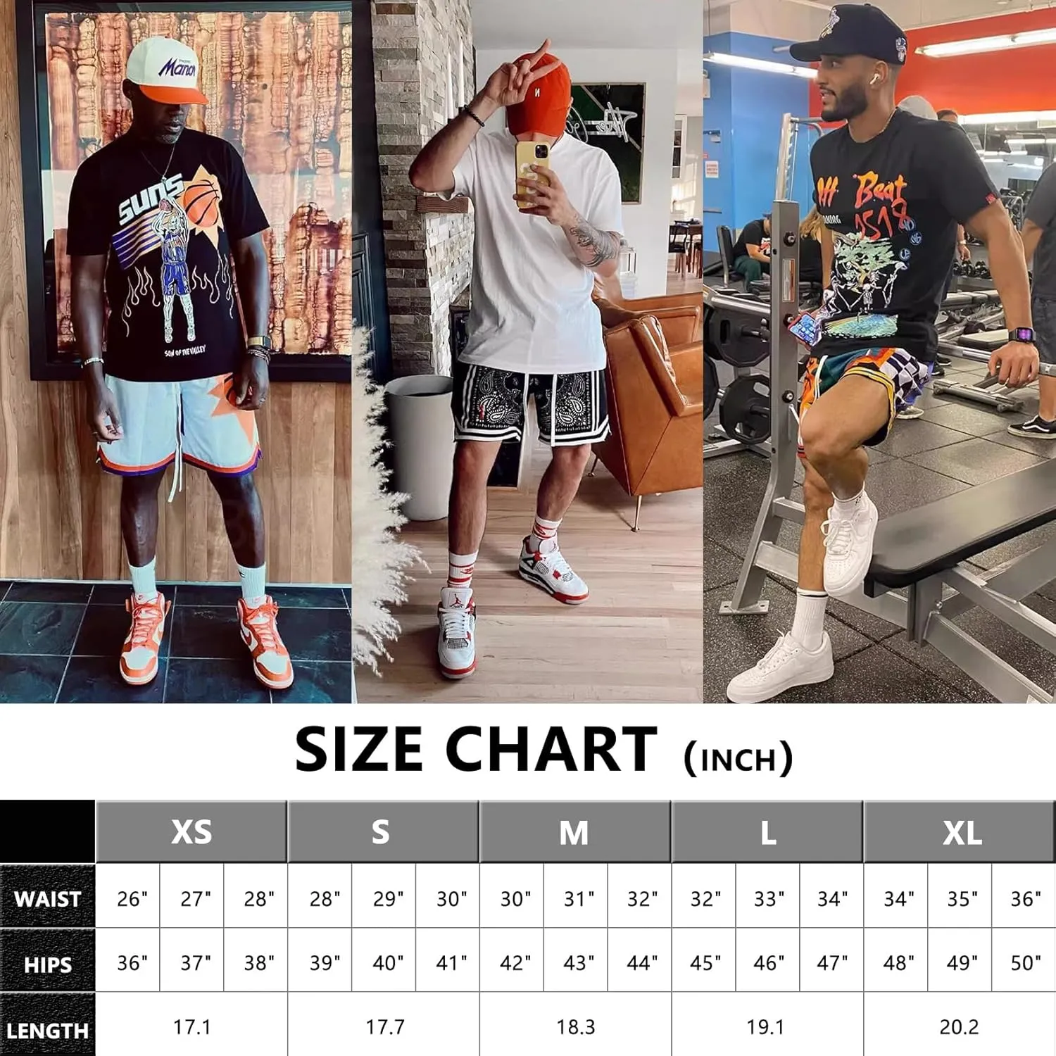 Mens Retro Basketball Shorts Cool Lightweight Mesh Gym Shorts Graphic Sports Athletic Drawstring Short