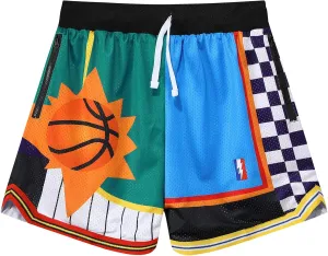 Mens Retro Basketball Shorts Cool Lightweight Mesh Gym Shorts Graphic Sports Athletic Drawstring Short