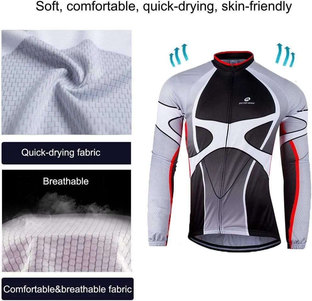 Men's Soft Long Sleeve Breathable Bicycle Cycling Jersey Polyester Clothing Outdoor Sports Fall Autumn