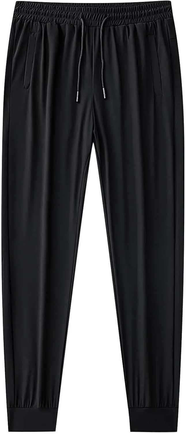 Men's Sweatpants Ice Silk Quick Dry Baggy Trousers Casual Plus Size Solid Color Drawstring Loose Fit Fashion Pants