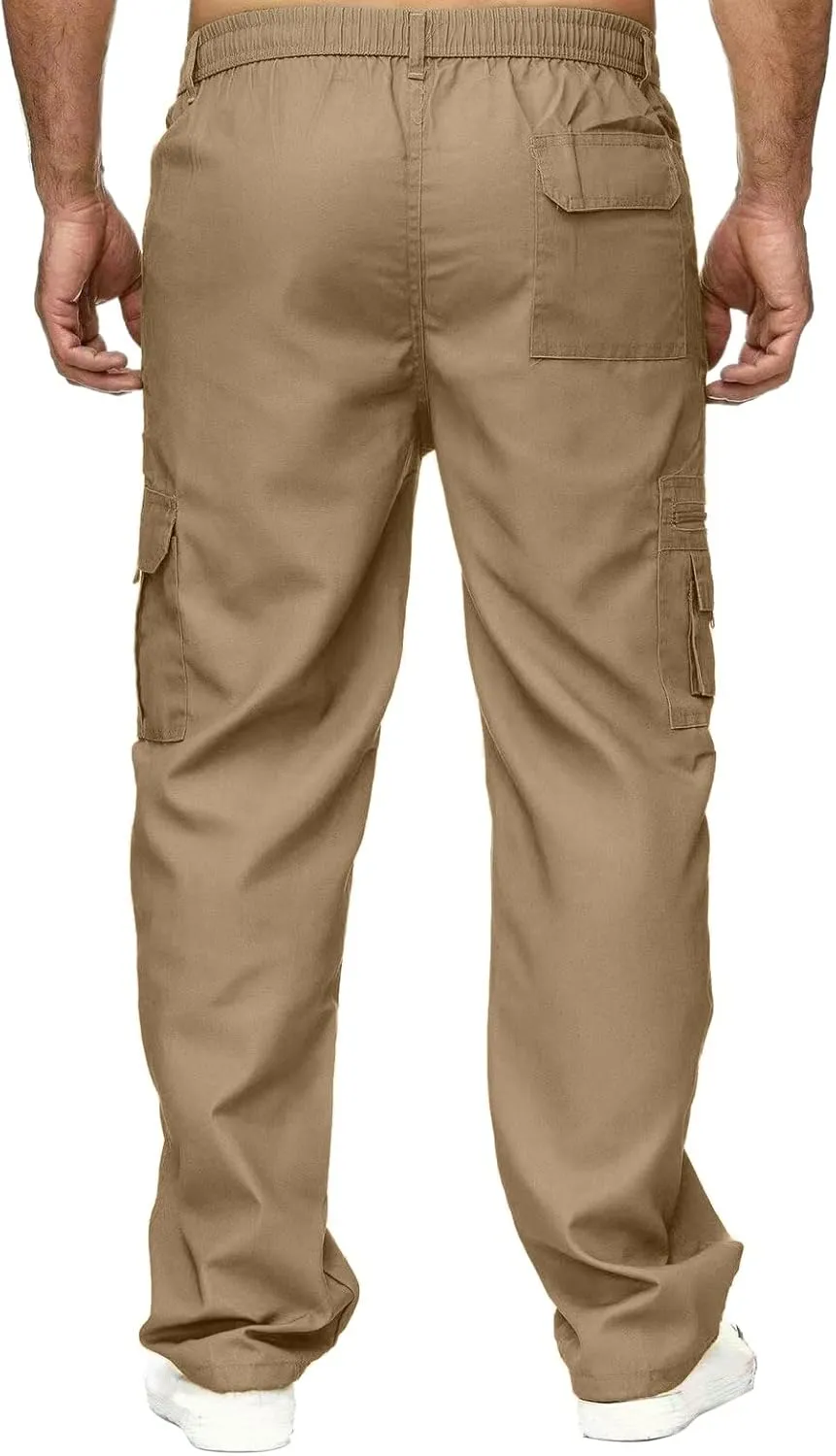 Mens Sweatpants with Pockets Drawstring Tapered Sweatpants Cargo Hippie Loose Fit Trousers with Multi-Pocket Cargo