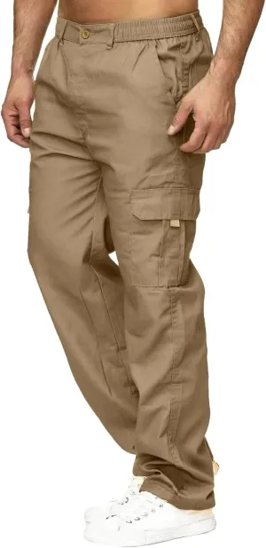 Mens Sweatpants with Pockets Drawstring Tapered Sweatpants Cargo Hippie Loose Fit Trousers with Multi-Pocket Cargo