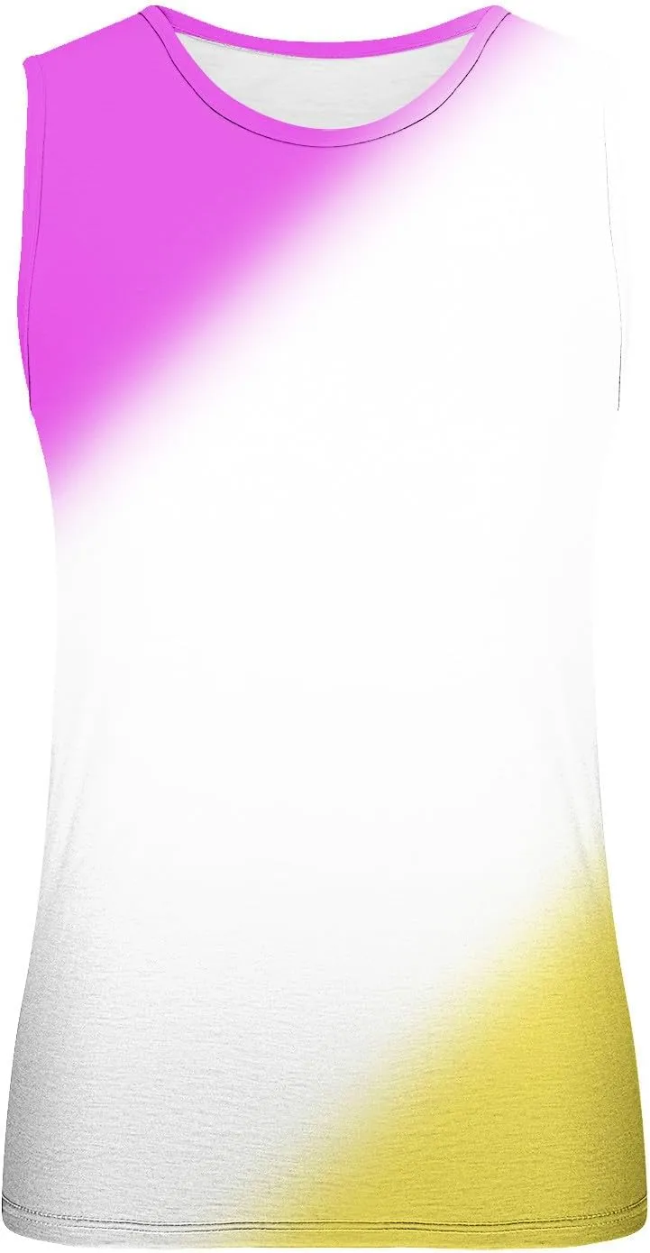 Mens Tank Tops Summer Gradient Crewneck Sleeveless Shirts Vacation Breathable Dry Athletic Streetwear Clothing
