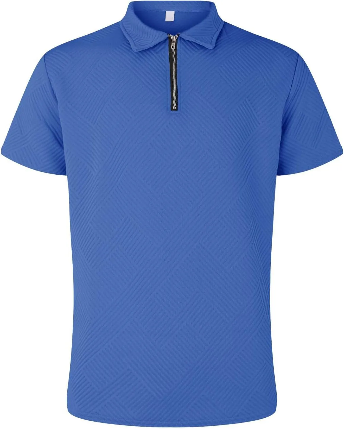 Men's Textured Polo Shirt Short Sleeve Zip Up Collar Business Casual Loungewear Solid Color Quick Dry Travel Office Blouse
