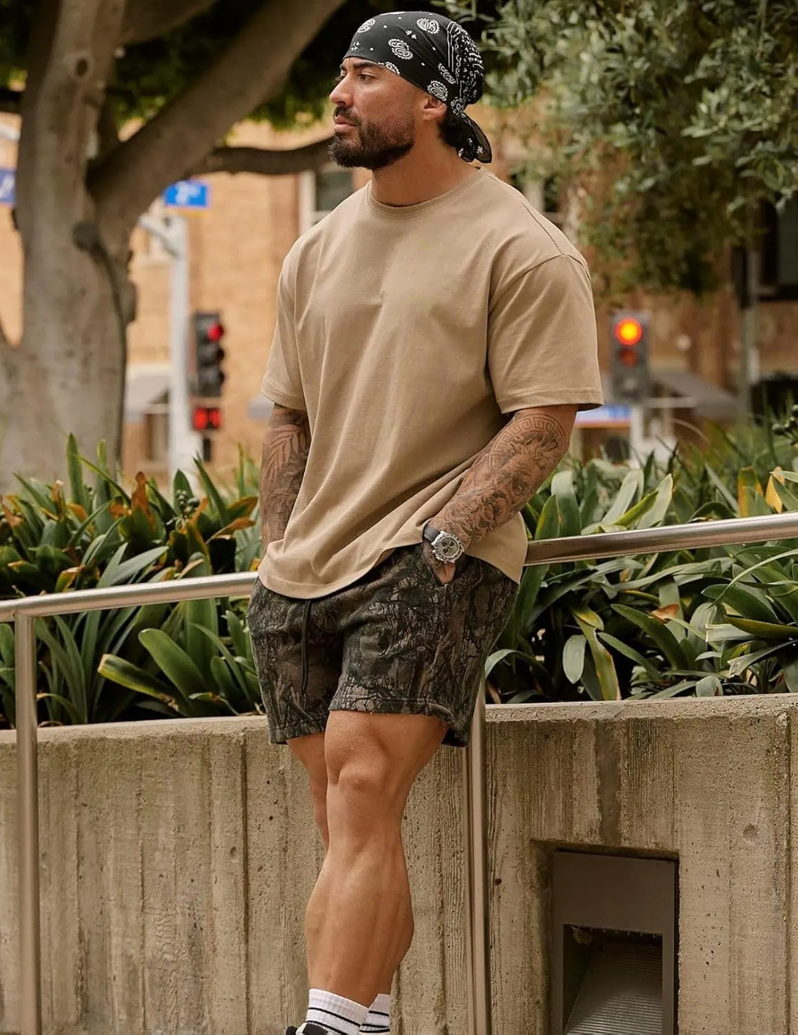 Men's Tree Camo Basketball Shorts - Quick-Dry Lightweight Mesh Workout Shorts, Breathable Athletic Shorts for Running & Gym