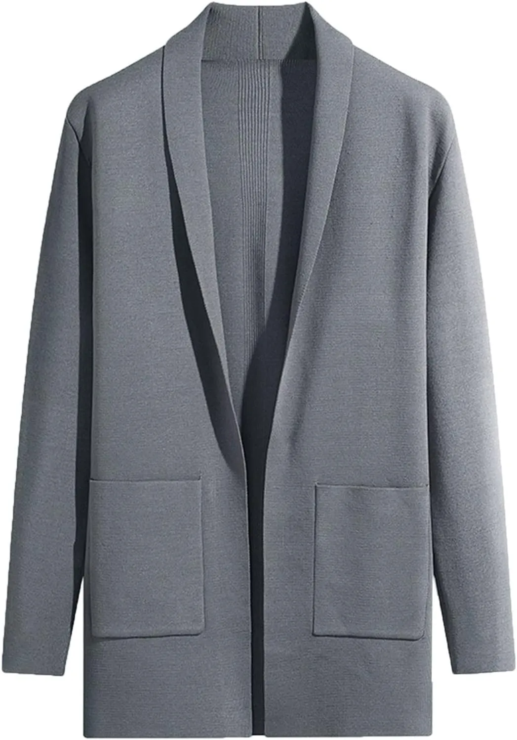 Mens Winter Warm Cardigan Sweater Long Sleeve Shawl Collar Zip Up Casual Stylish Button Down Shacket Heavyweight Slim Grey