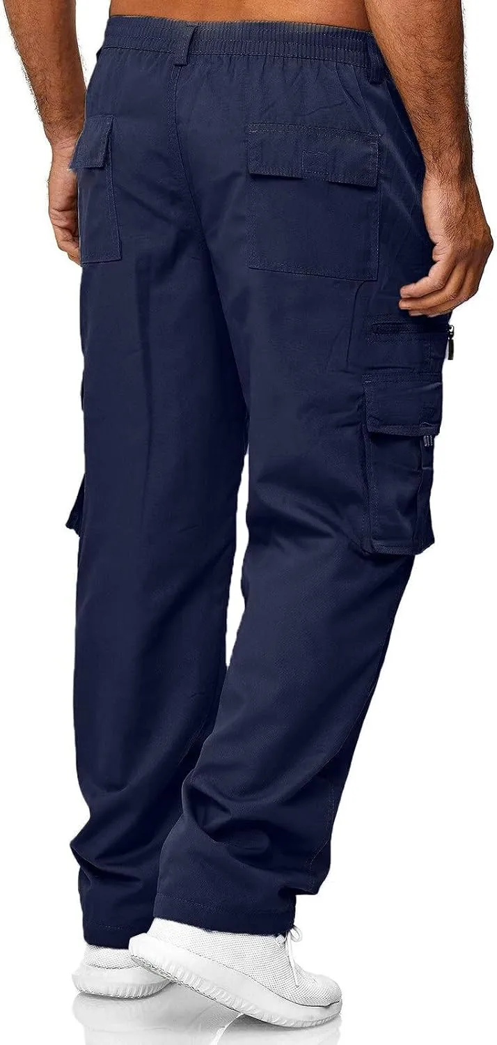 Mens Workout Cargo Sweatpants Sweatpants Open Bottom Straight Leg Casual Loose Fit Baggy Athletic Jogger Pants with
