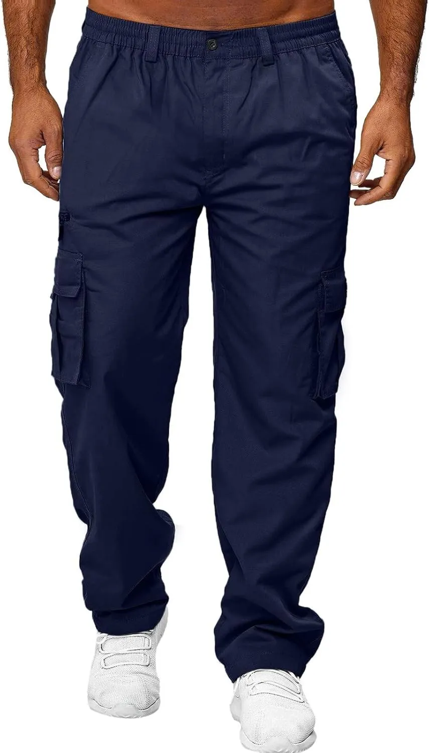 Mens Workout Cargo Sweatpants Sweatpants Open Bottom Straight Leg Casual Loose Fit Baggy Athletic Jogger Pants with