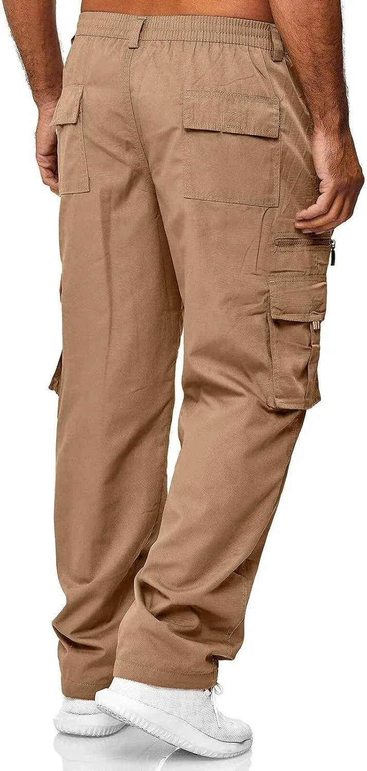 Mens Workout Cargo Sweatpants Sweatpants Open Bottom Straight Leg Casual Loose Fit Baggy Athletic Jogger Pants with