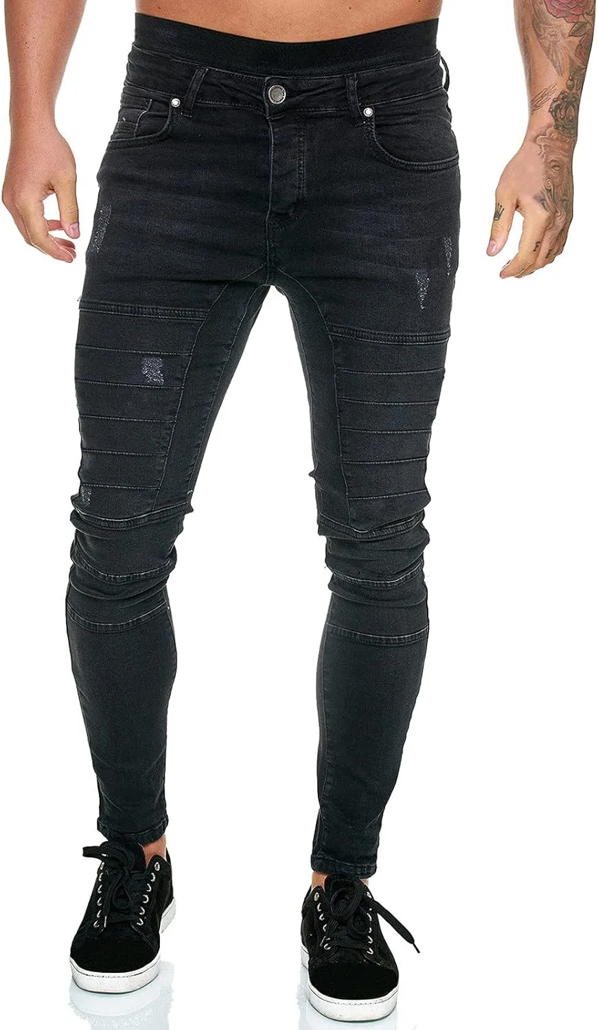 MIDOO Mens Jeans Straight Fit Tapered Legs Casual Comfort Flex Waist Denim Pants Straight Leg Fashion Skinny Jeans Trousers