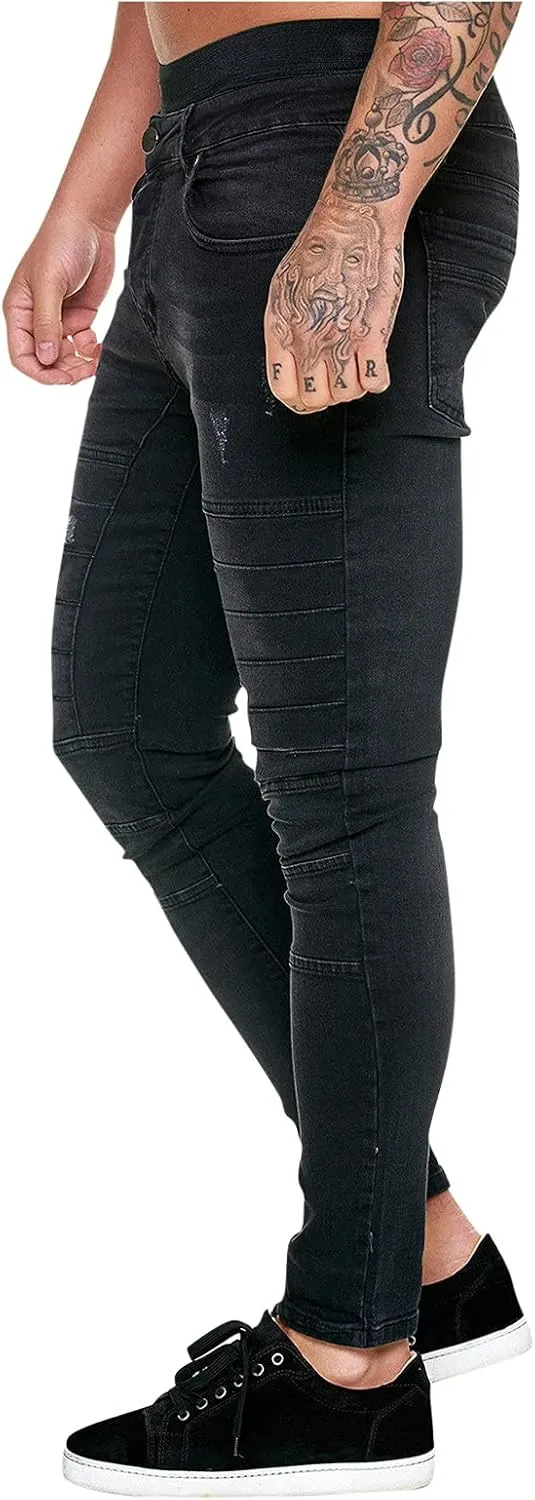 MIDOO Mens Jeans Straight Fit Tapered Legs Casual Comfort Flex Waist Denim Pants Straight Leg Fashion Skinny Jeans Trousers