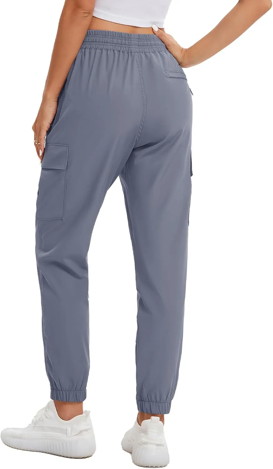MOURCE Womens Hiking Pants Lightweight Quick Dry Adjustable Cargo Joggers with Zippered Pockets