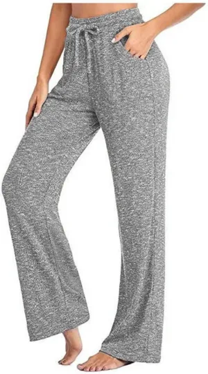 Muyise Womens Comfy Lounge Pants Loose Yoga Pants Wide Leg Casual Lightweight Drawstring Palazzo Pajama Pants with Pockets